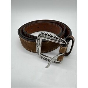 Ariat Mens Floral Buckle Embossed Double Stitch Leather Belt size 40
